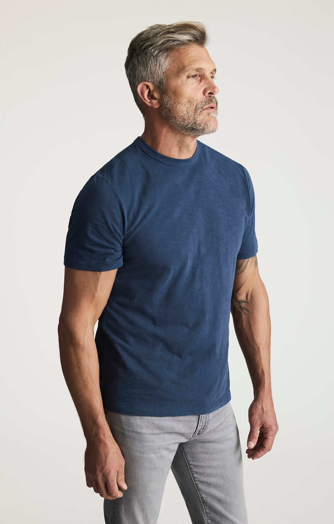 Slub Crew Neck T-shirt In Vintage Indigo