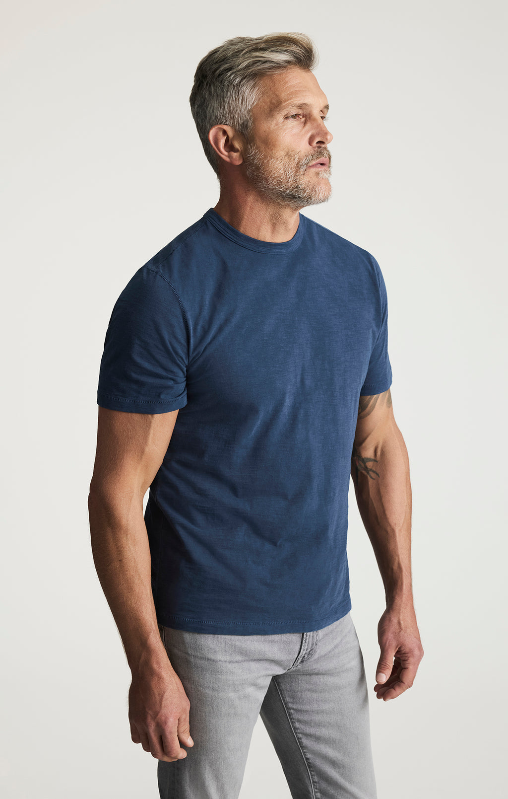 Slub Crew Neck T-shirt In Vintage Indigo