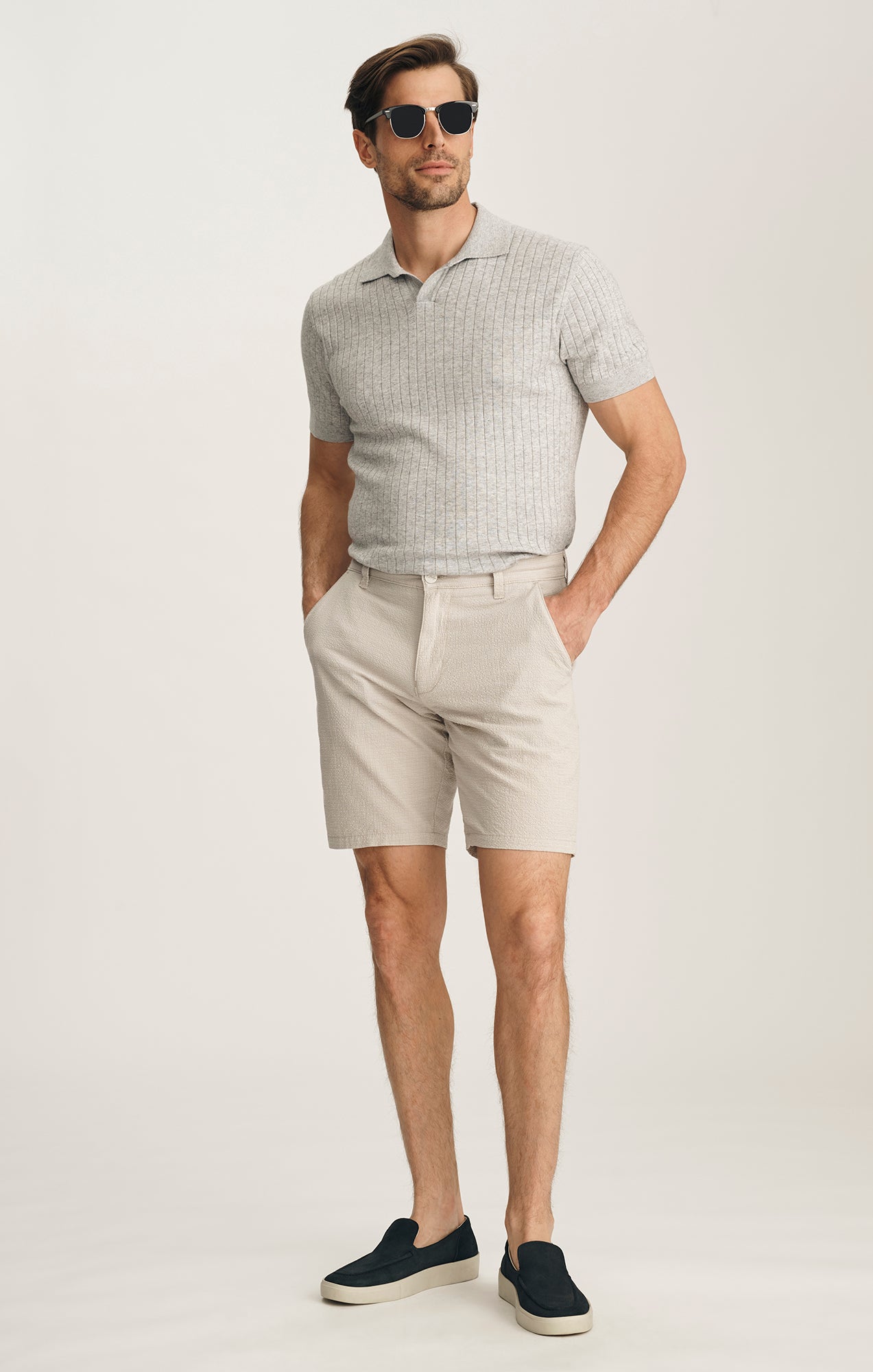 34 Heritage Men's Arizona Slim Shorts In Stone Seersucker