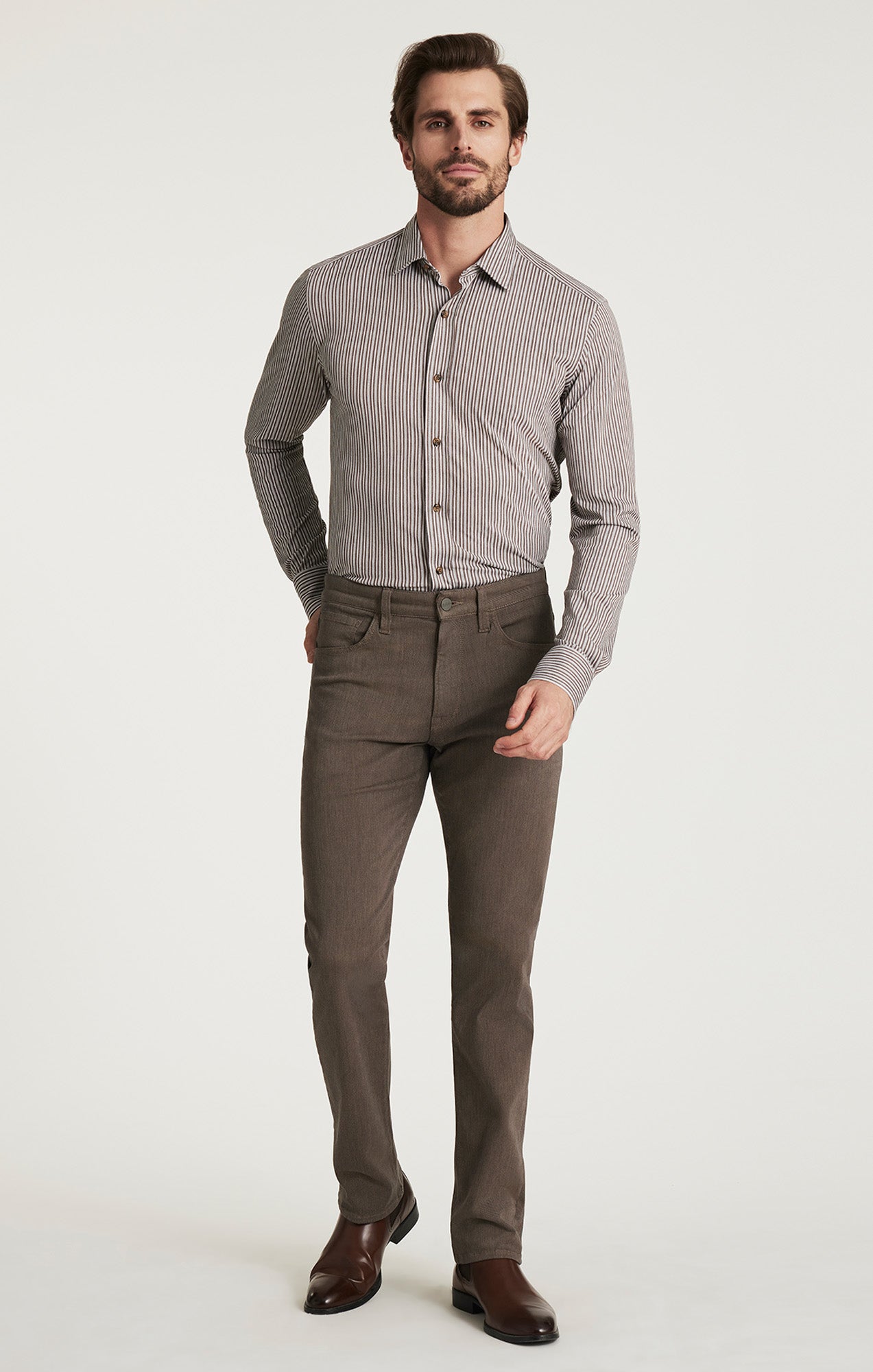 Courage Straight Leg Pants in Coffee Diagonal