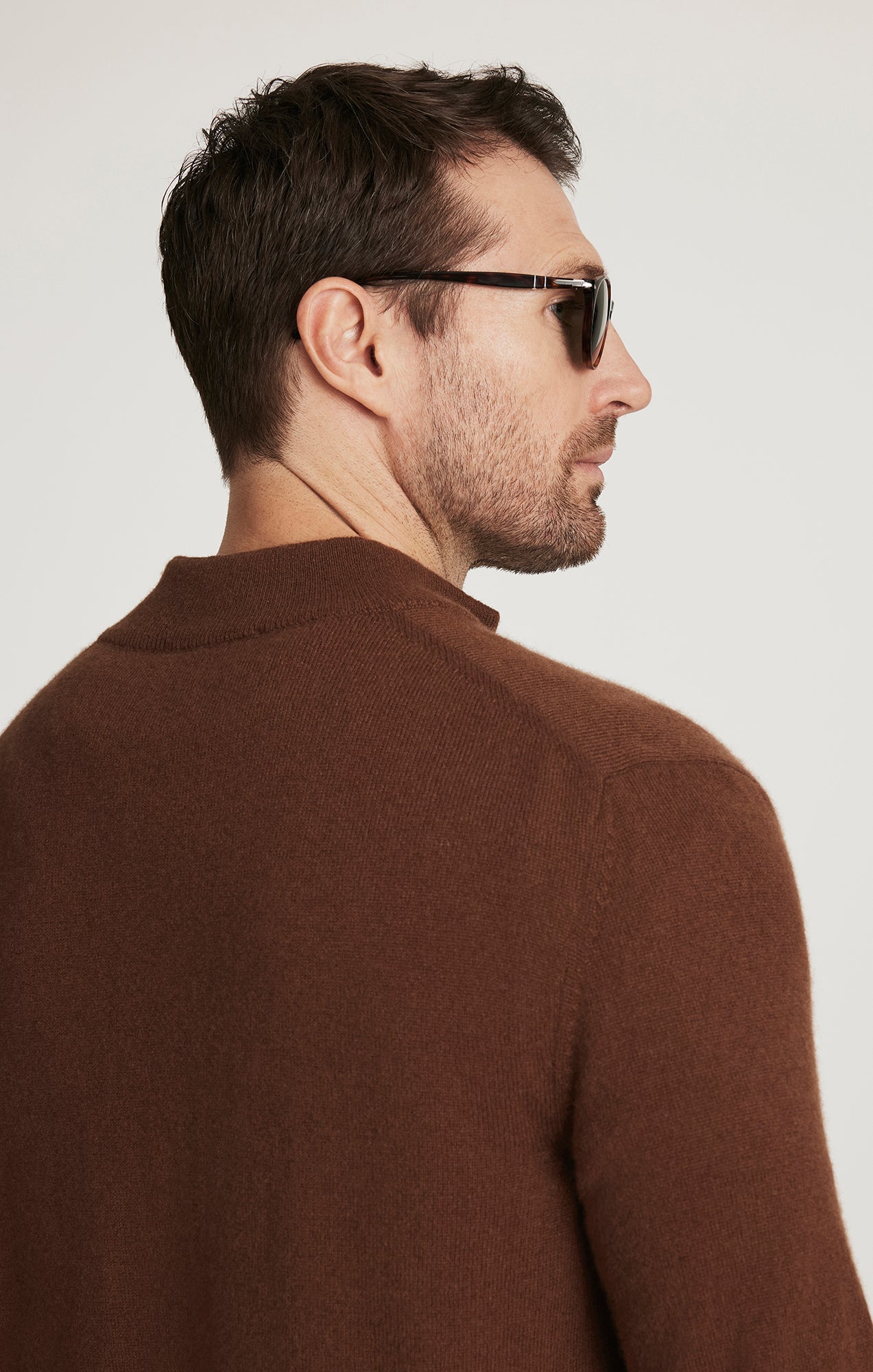 34 Heritage Men's Cashmere Quarter Zip Sweater In Brown