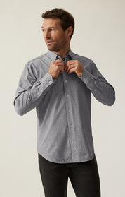 Pied Poule Shirt In Grey Melange