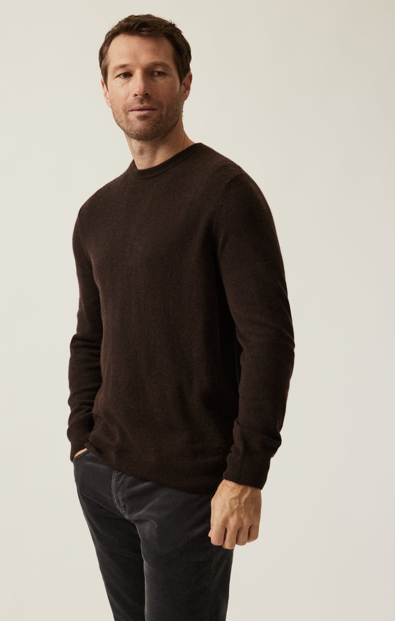 Cashmere Crew Neck Sweater In Brown