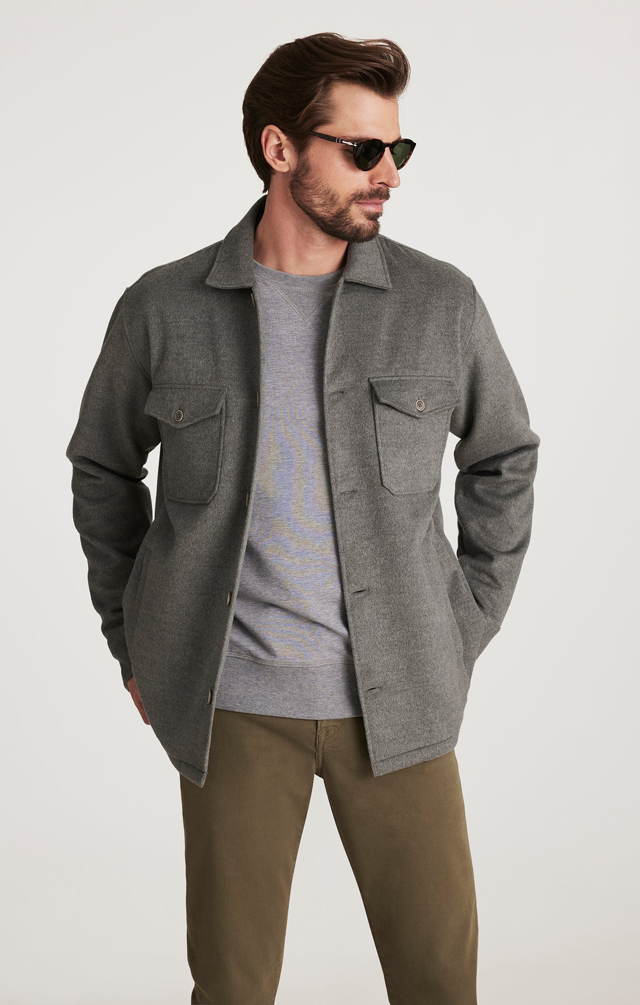 Button Down Overshirt in Grey