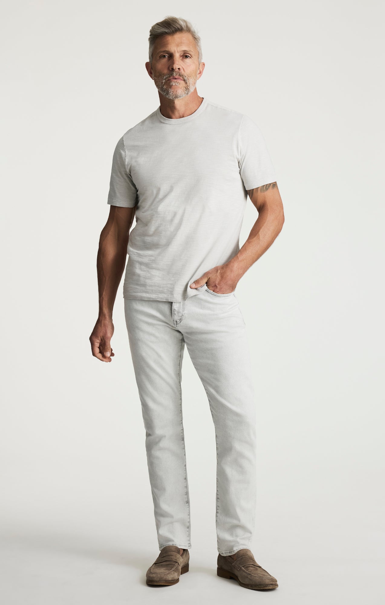 Slub Crew Neck T-shirt In Glacier Grey