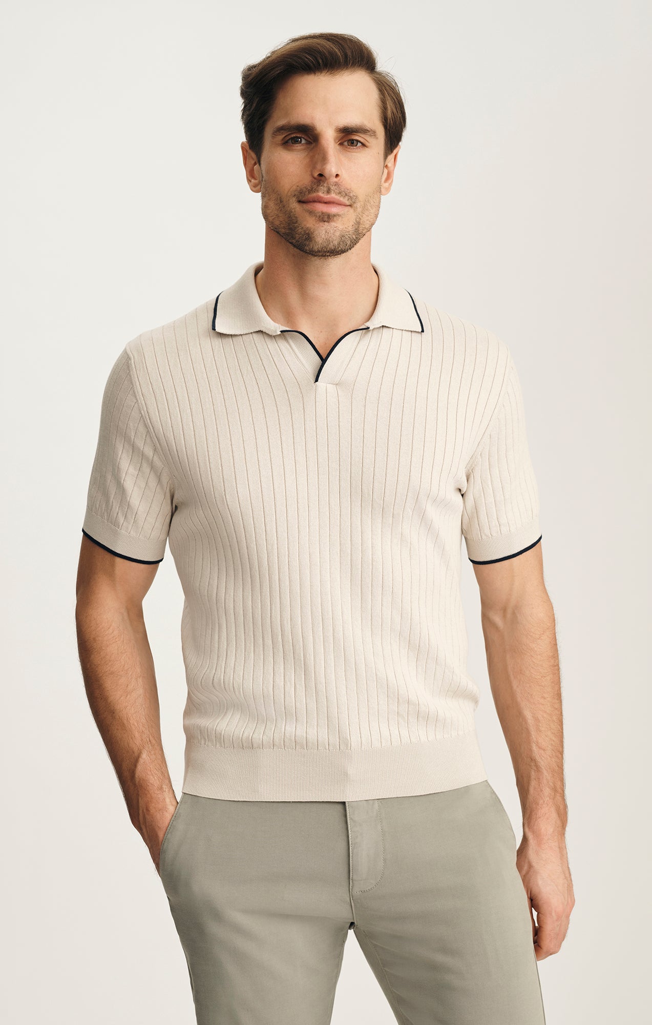 34 Heritage Men's Polo Sweater In Pure Cashmere