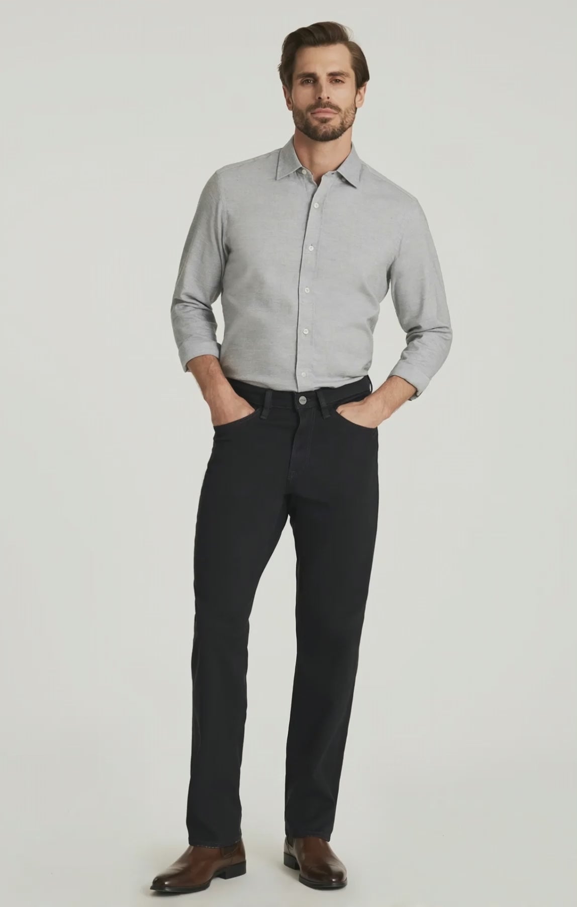 Charisma Relaxed Straight Pants in Dark Grey Cloud Luxe
