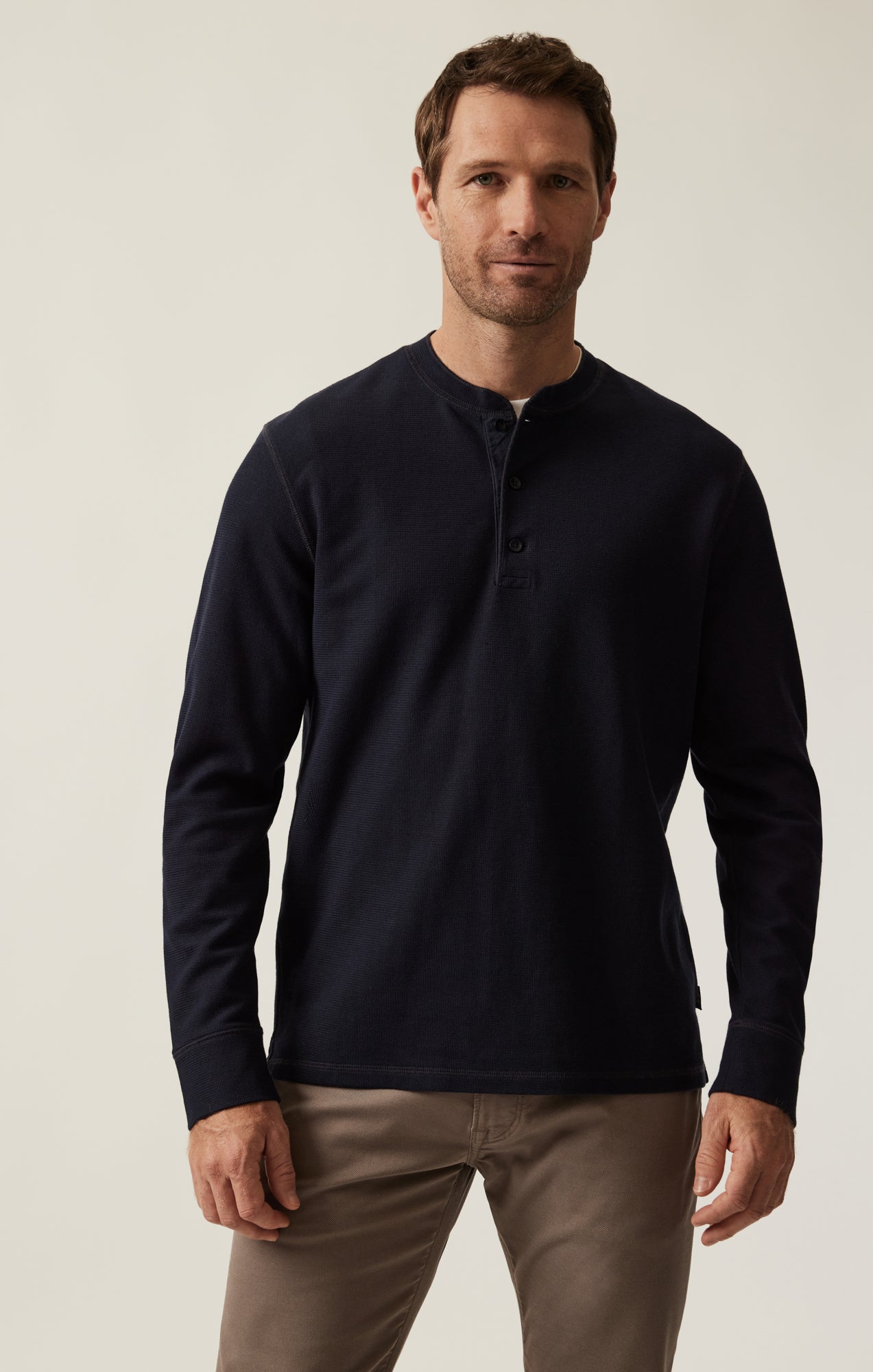 Long Sleeve Henley In Navy