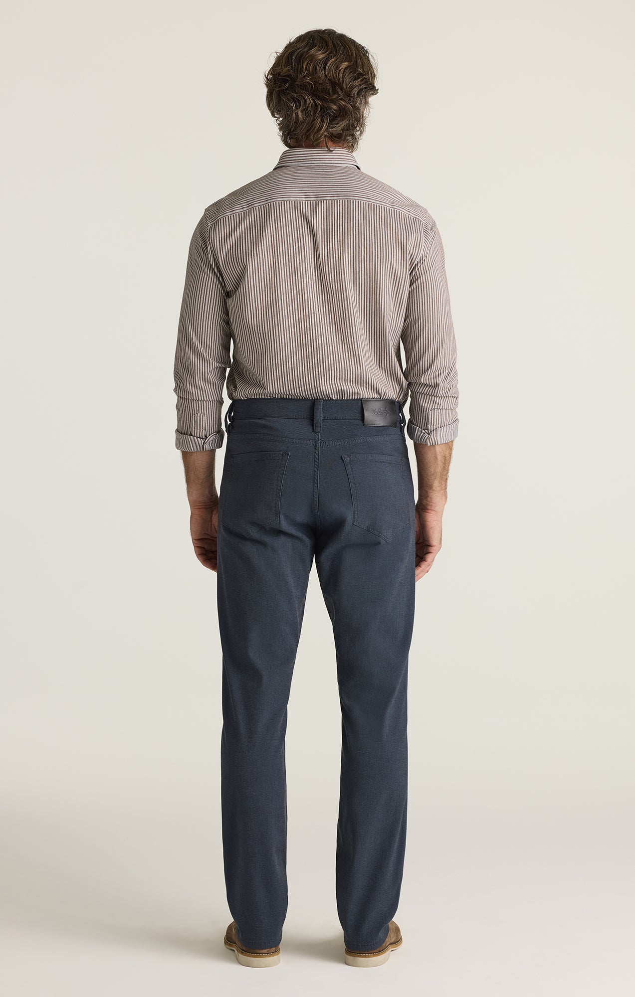 Charisma Relaxed Straight Pants in Navy Herringbone