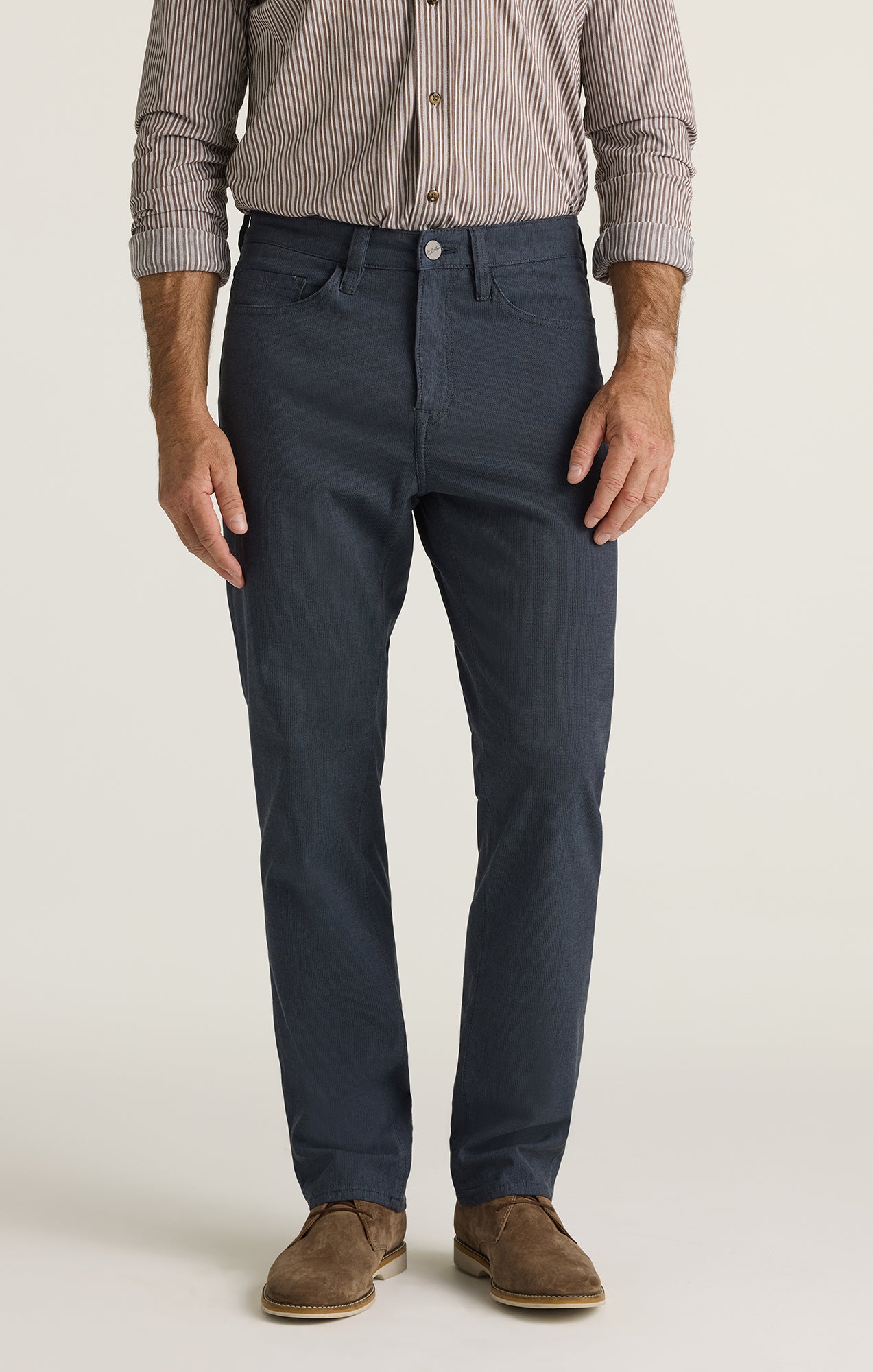Charisma Relaxed Straight Pants in Navy Herringbone