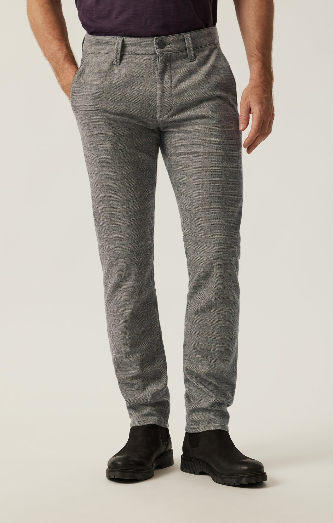 Verona Slim Leg Chino Pants in Taupe Elite Check