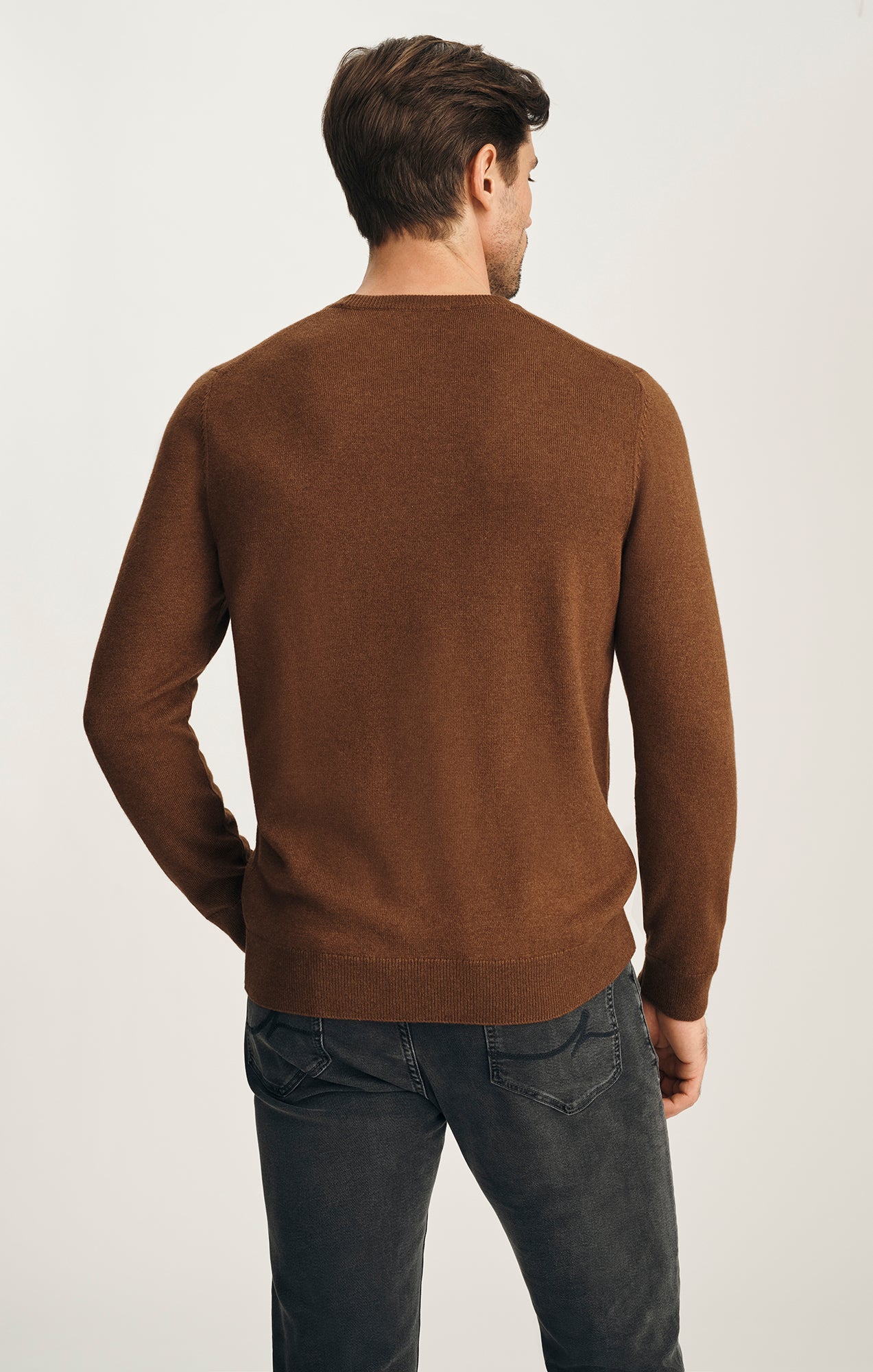 34 Heritage Men's Cashmere Crew Neck Sweater In Coffee