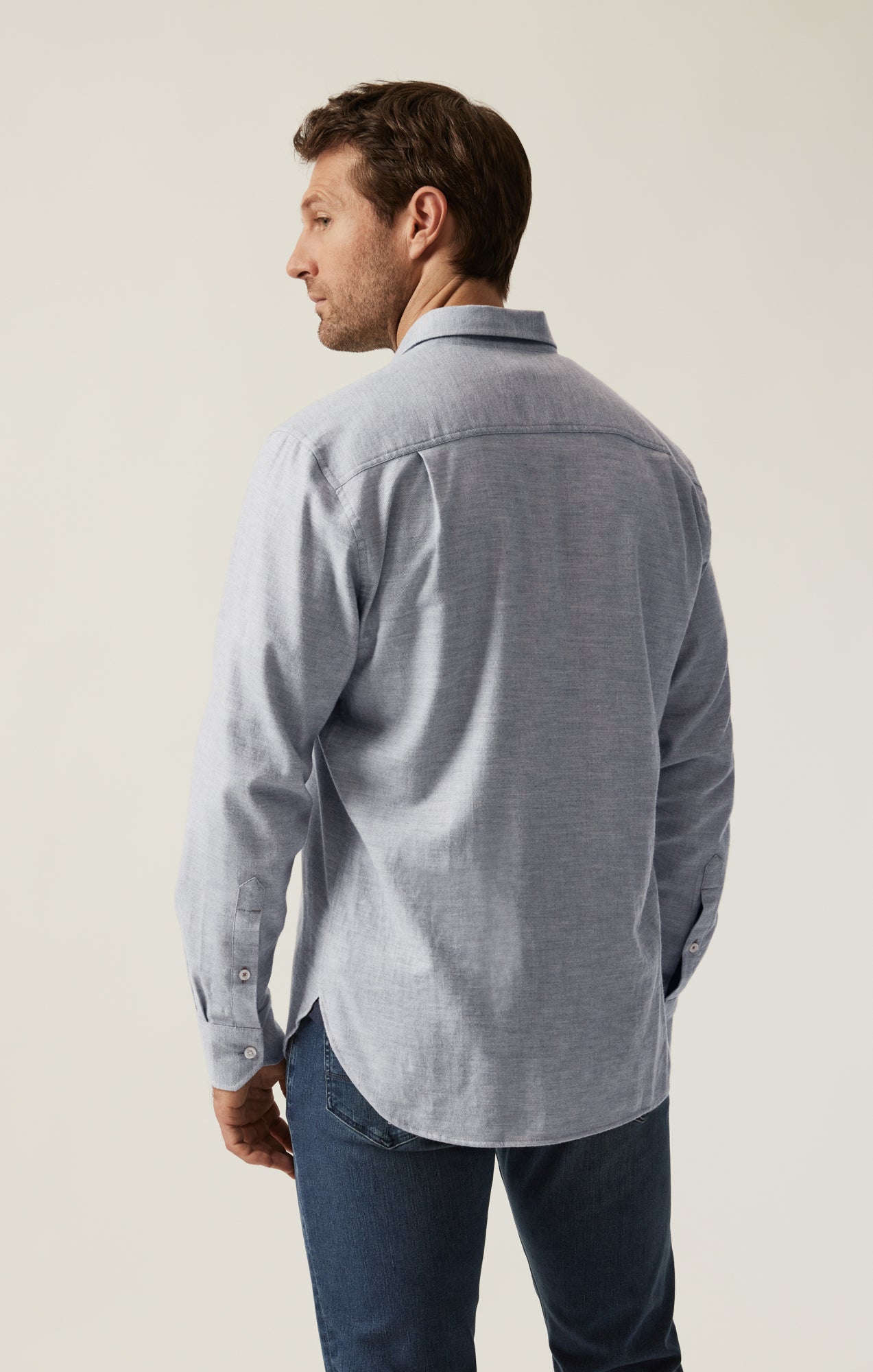 Herringbone Shirt In Grey Melange – 34 Heritage