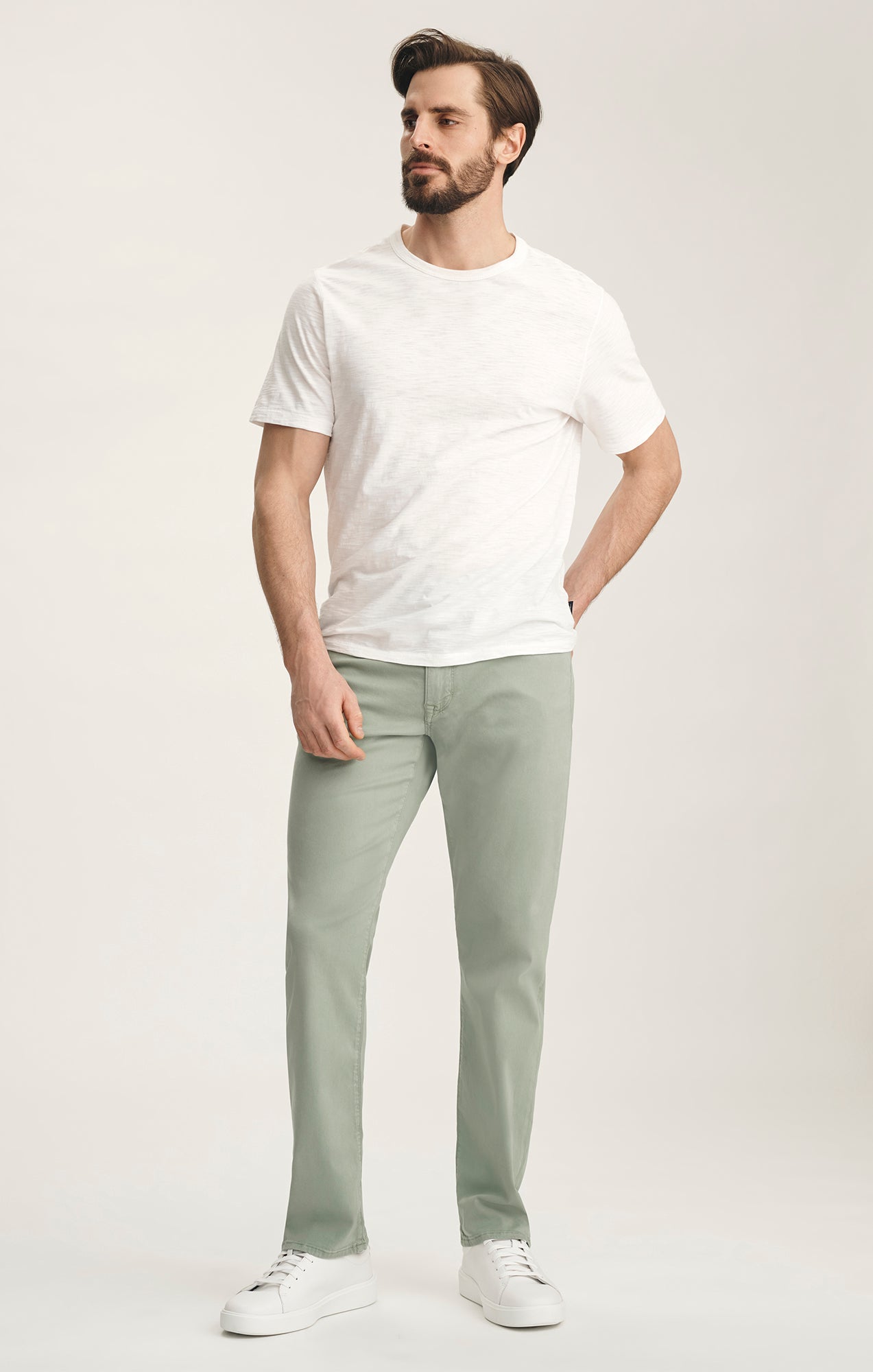 Courage Straight Leg Pants In Iceberg Green Twill