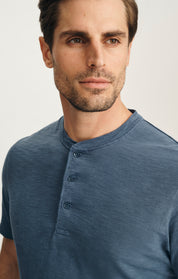 Slub Henley T-Shirt In Vintage Indigo