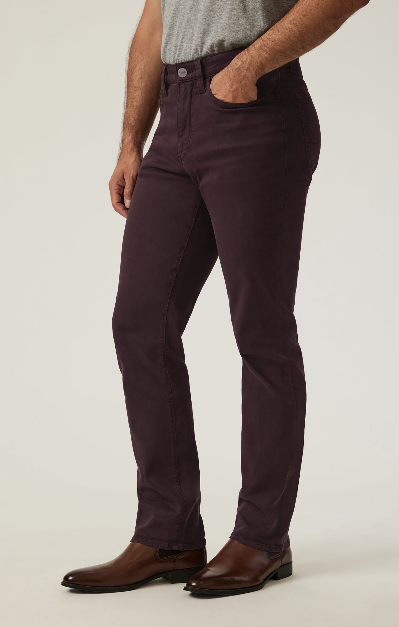 Charisma Relaxed Straight Pants in Burgundy Twill