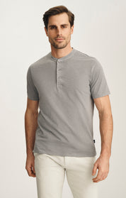 Slub Henley T-Shirt In Chiseled Stone