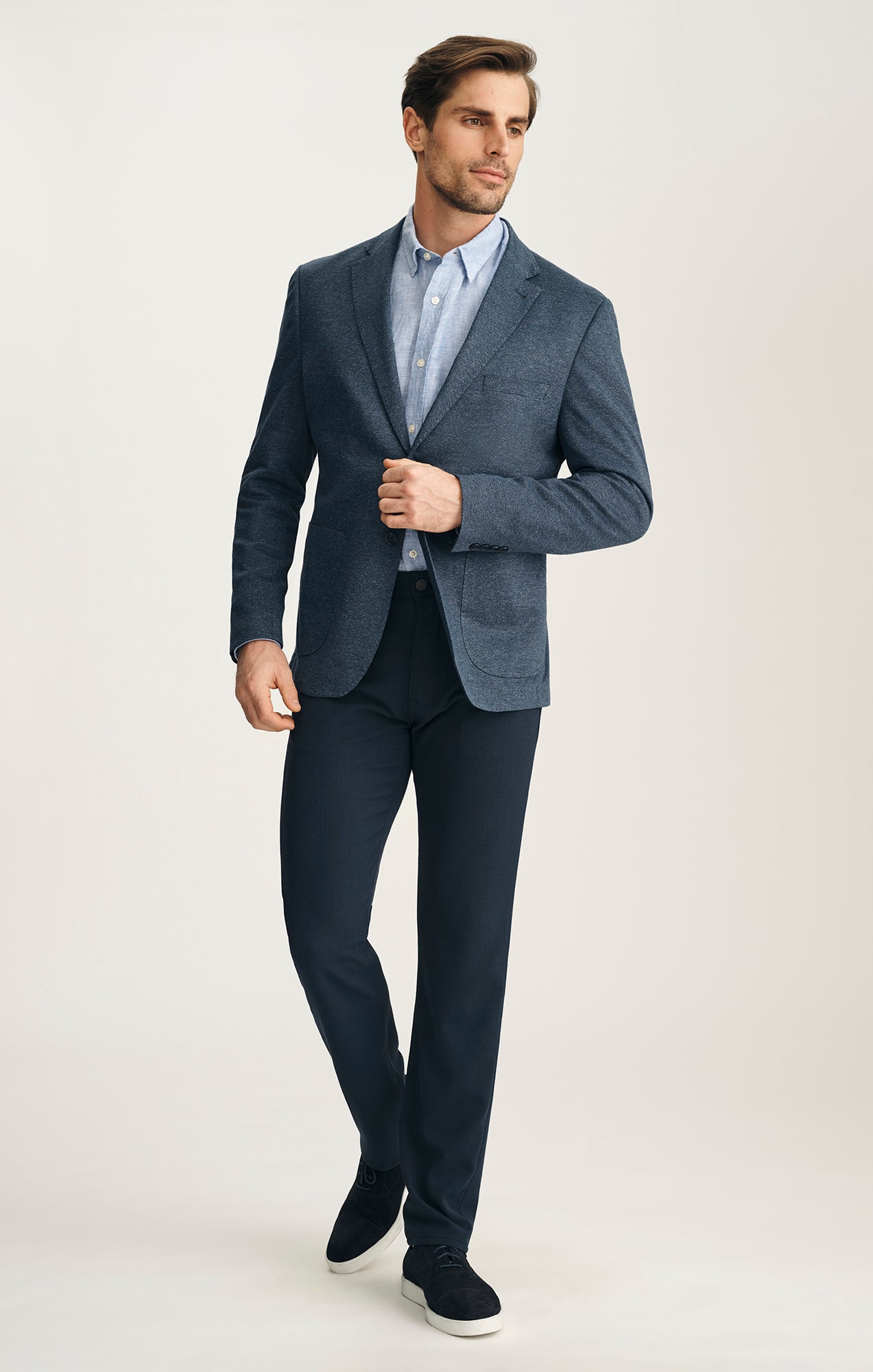Matteo Melange Blazer In Navy
