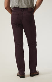 Charisma Relaxed Straight Pants in Burgundy Twill