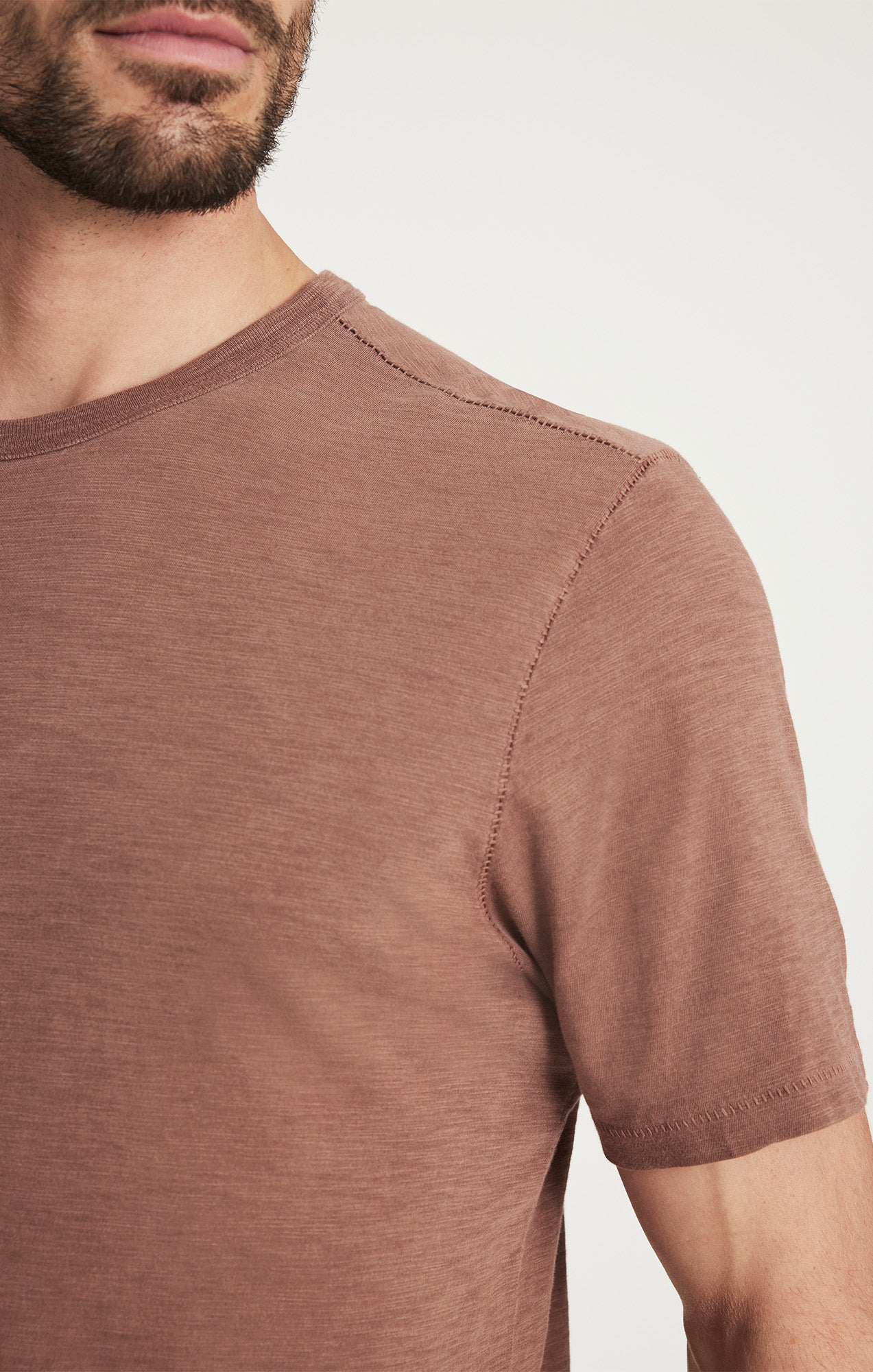 Slub Crew Neck T-Shirt in Cappuccino