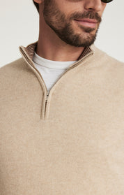 Cashmere Quarter Zip Sweater In Beige