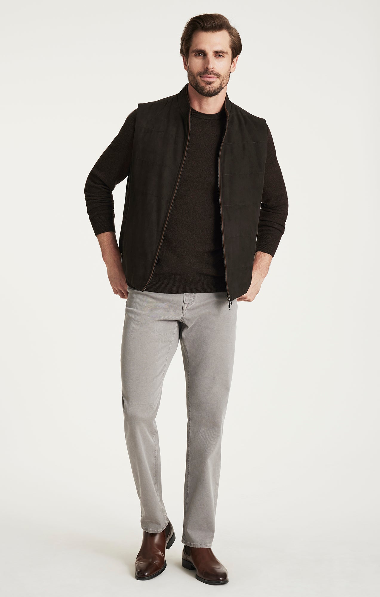 Charisma Relaxed Straight Pants in Grey Honeycomb