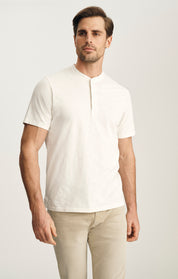 Slub Henley T-Shirt In Antique White