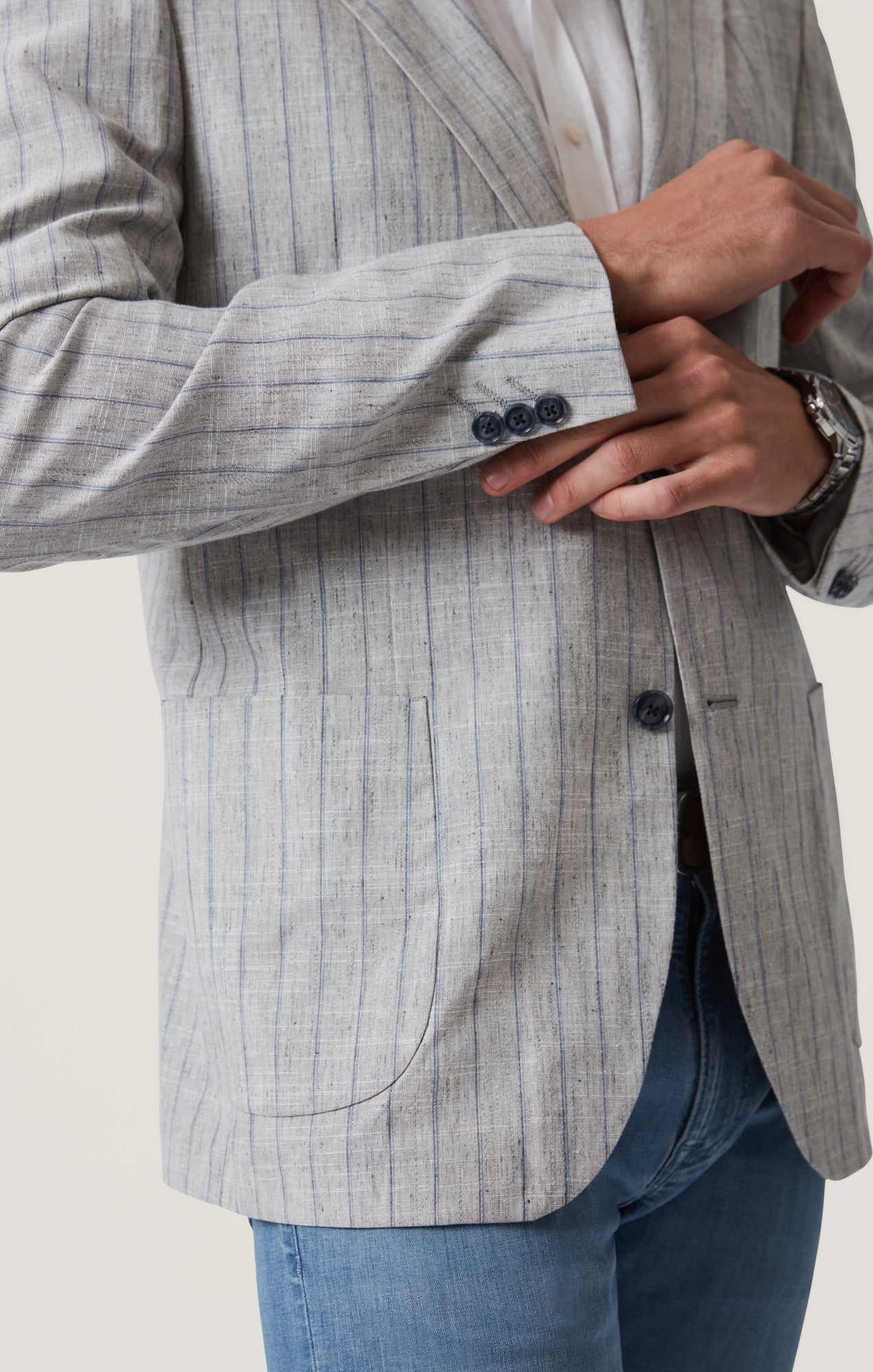 Matteo Checked Blazer in Grey Melange