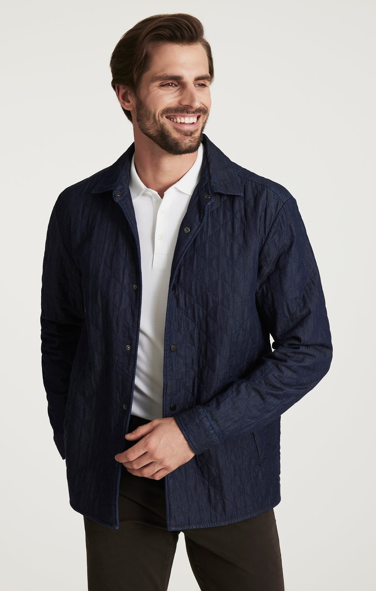 Denim Quilted Overshirt In Rinse
