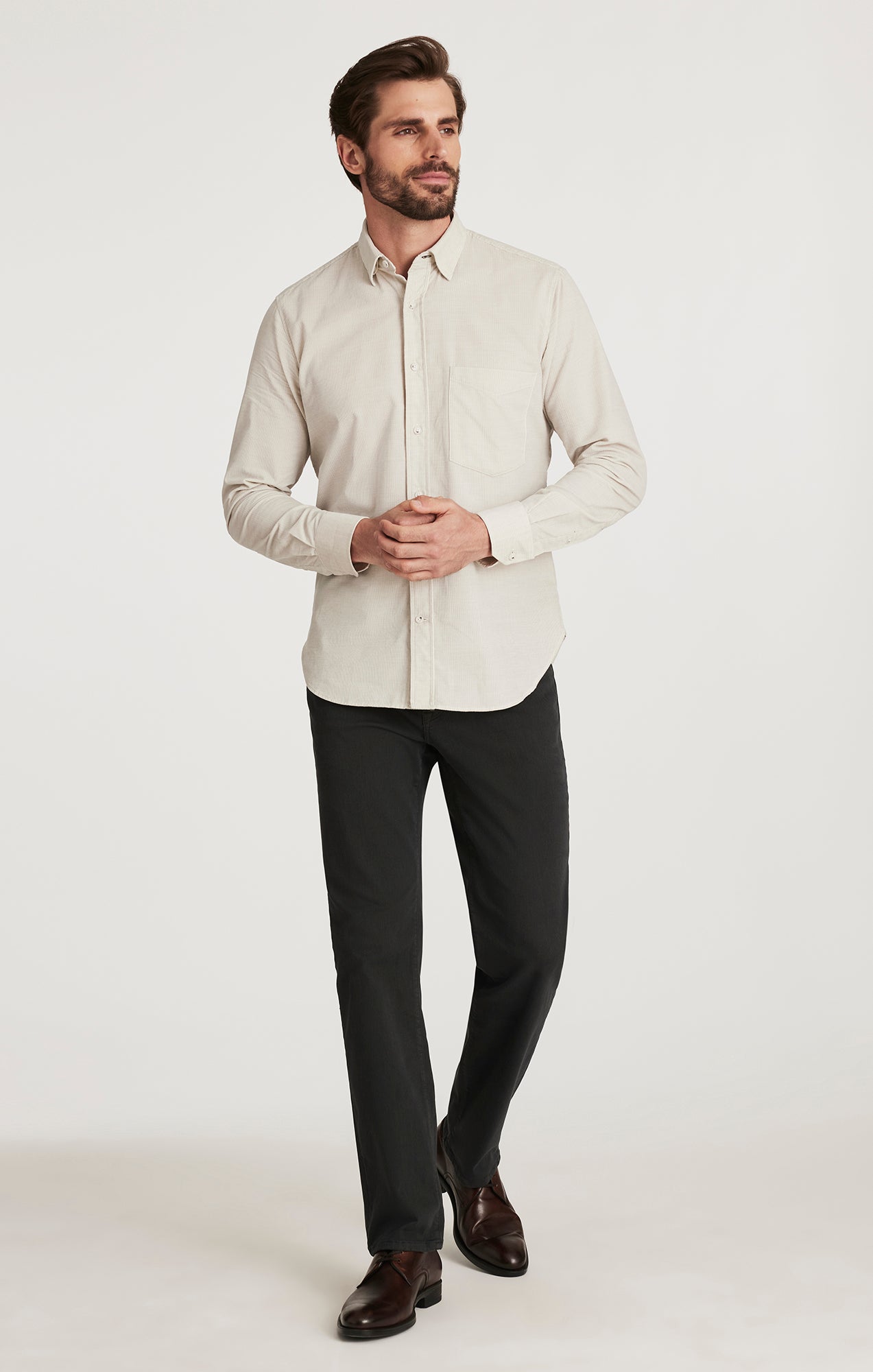 Charisma Relaxed Straight Pants in Charcoal Diagonal