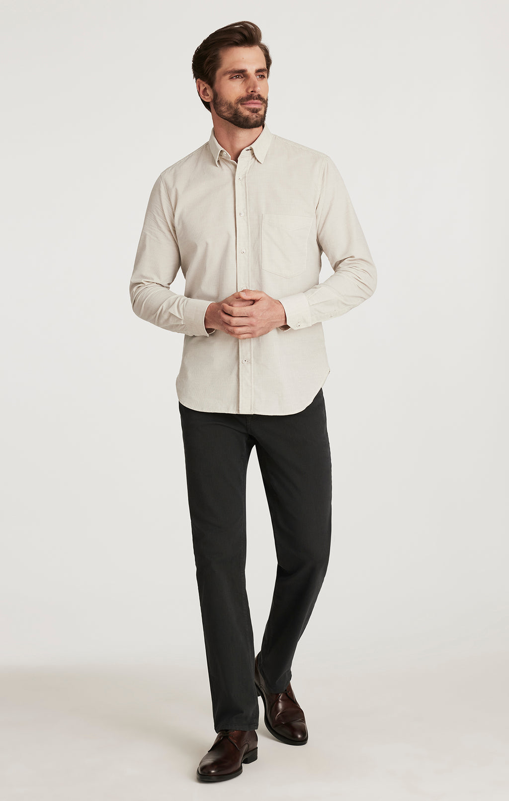 Charisma Relaxed Straight Pants in Charcoal Diagonal
