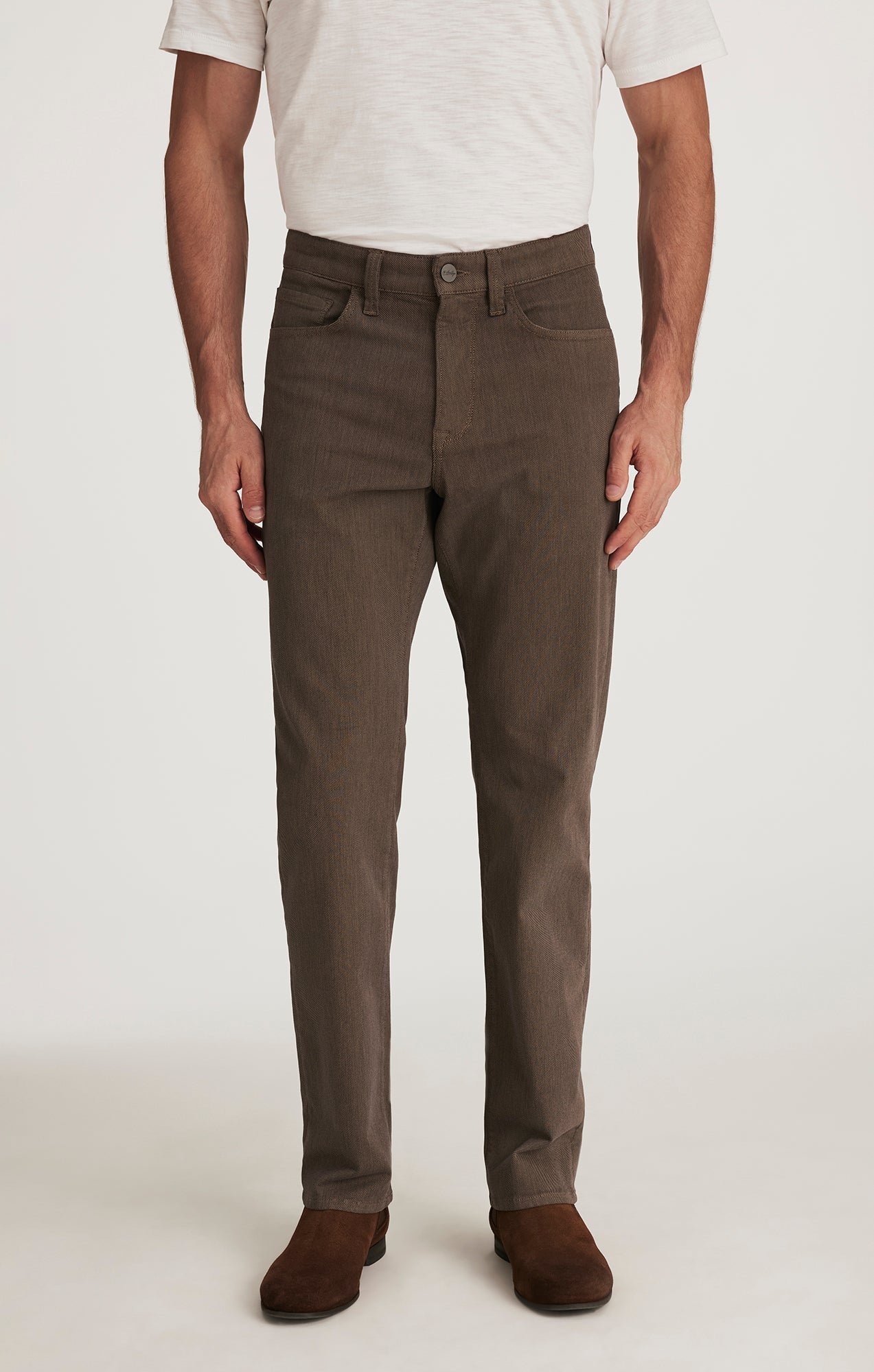 Charisma Relaxed Straight Pants in Coffee Diagonal