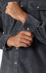 Corduroy Overshirt In Iron Gate