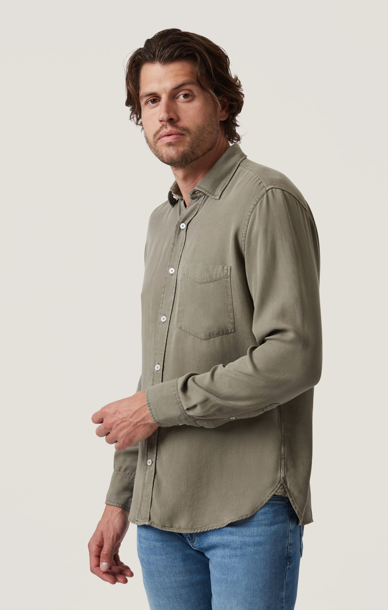 Tencel Shirt in Pastel Olive