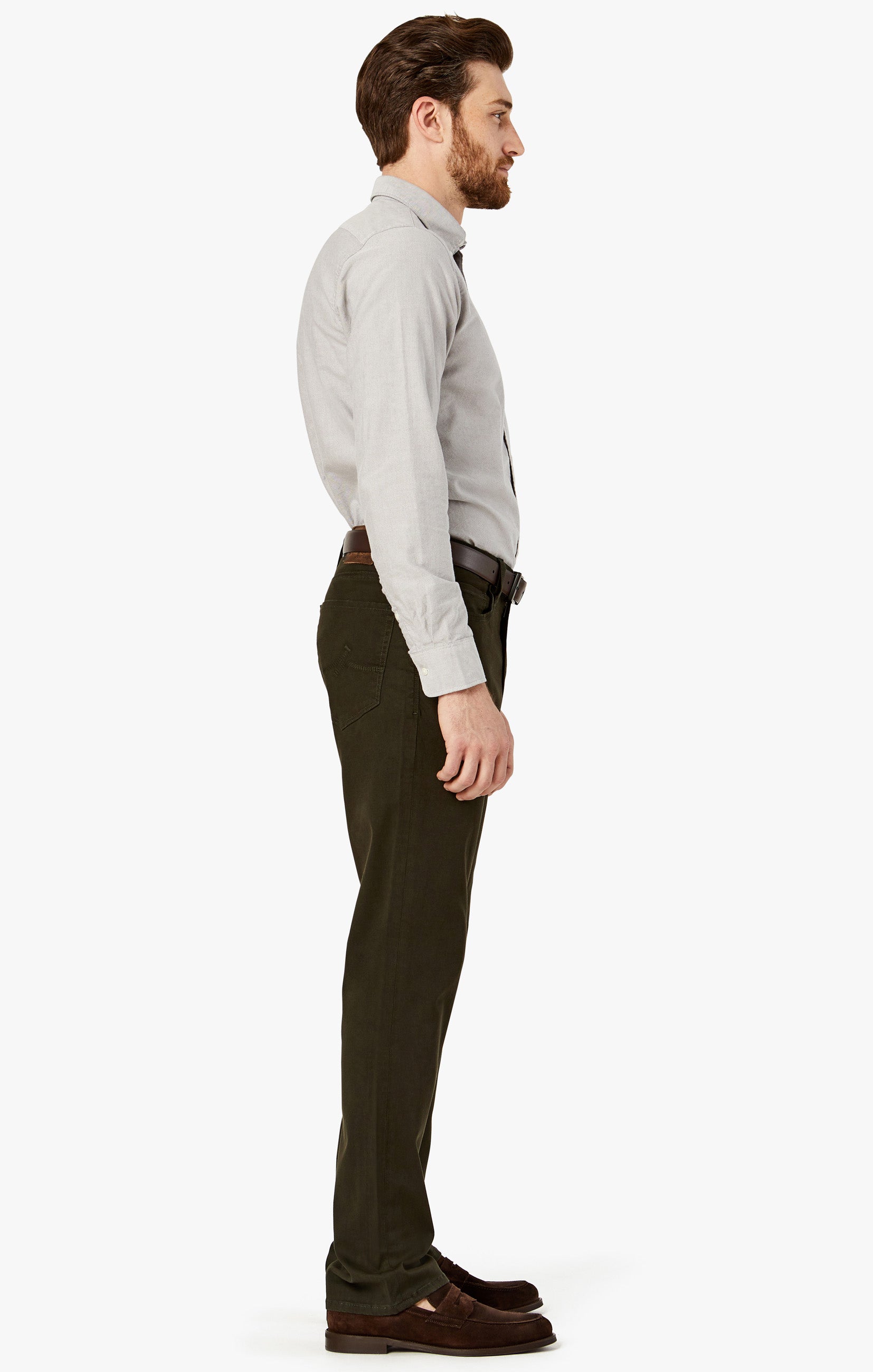 Charisma Relaxed Straight Pants in Dark Green Twill Image 6