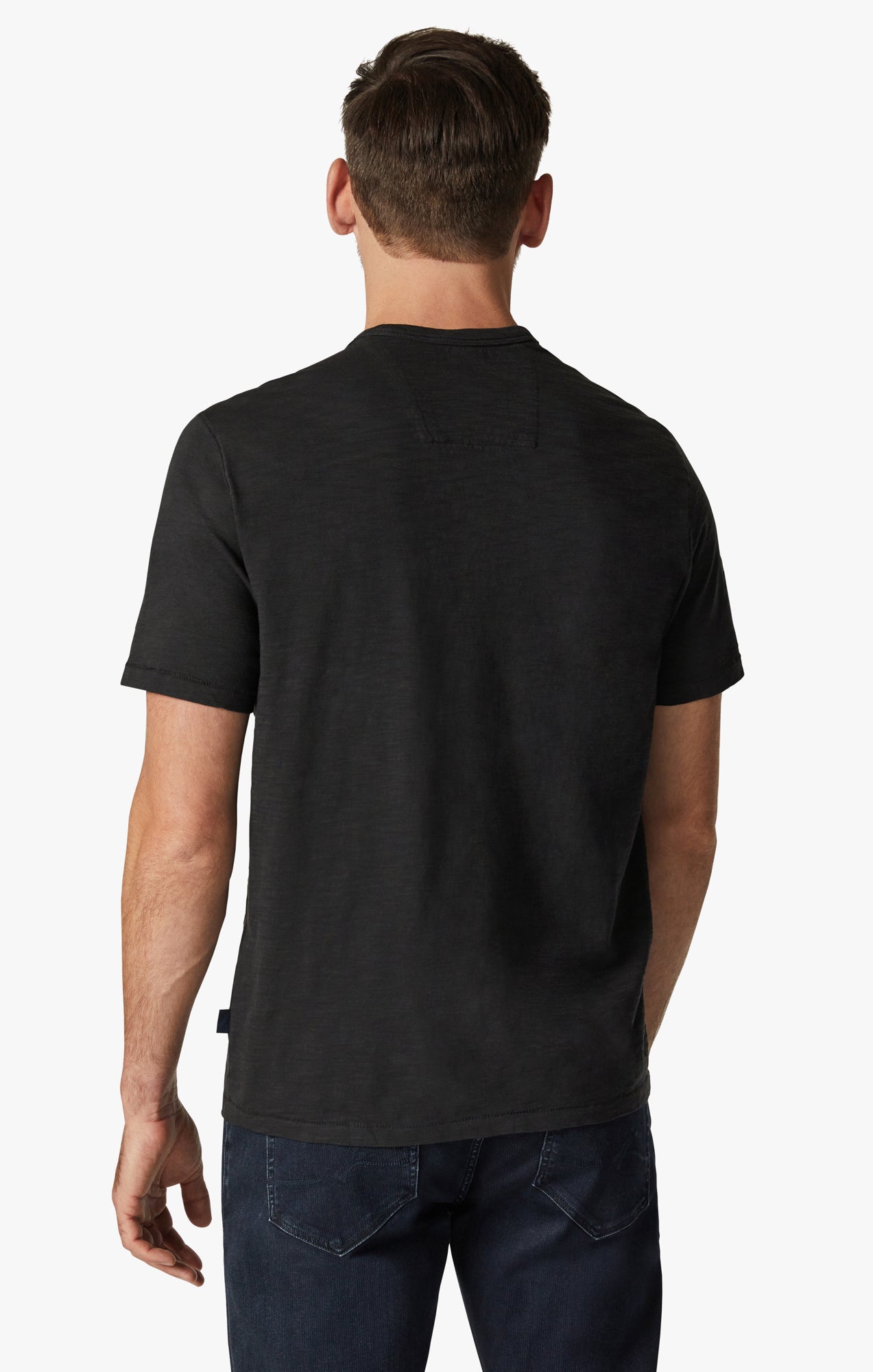 Slub Crew Neck T-Shirt in Black Image 4