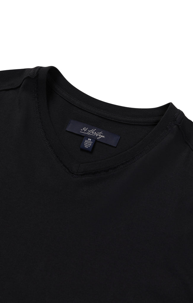 34 Heritage Men's Deconstructed V-Neck T-Shirt in Black