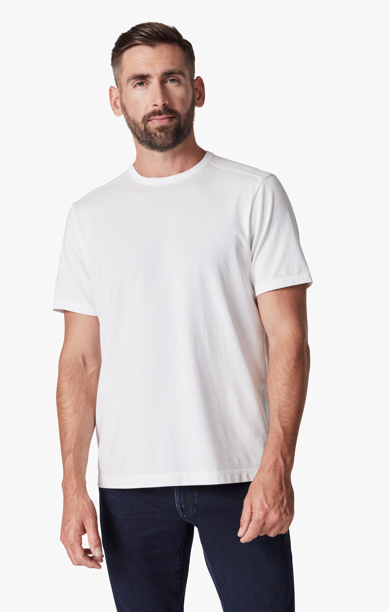 Basic Crew Neck T-Shirt in White Image 2