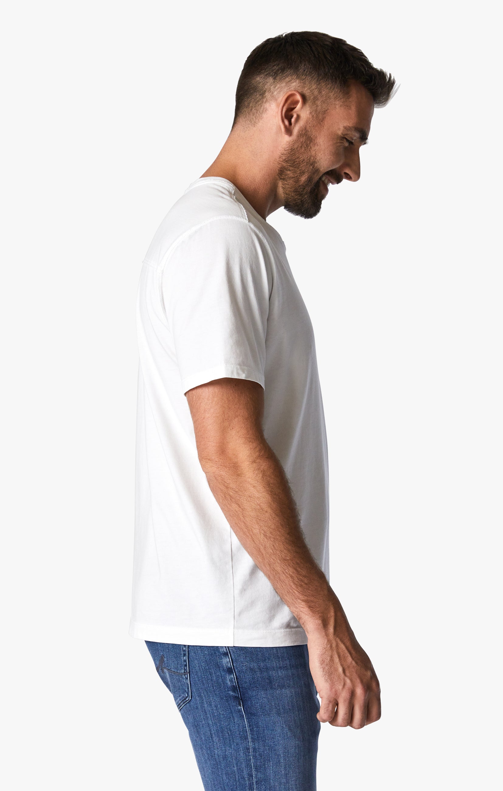 34 Heritage Men's Deconstructed V-Neck T-Shirt in White