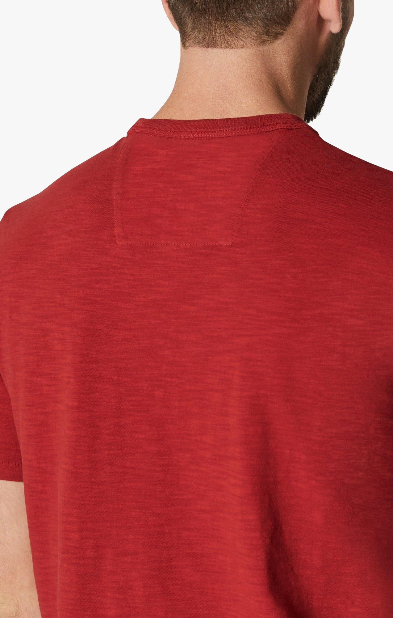 Slub Crew Neck T-Shirt in Red Image 5