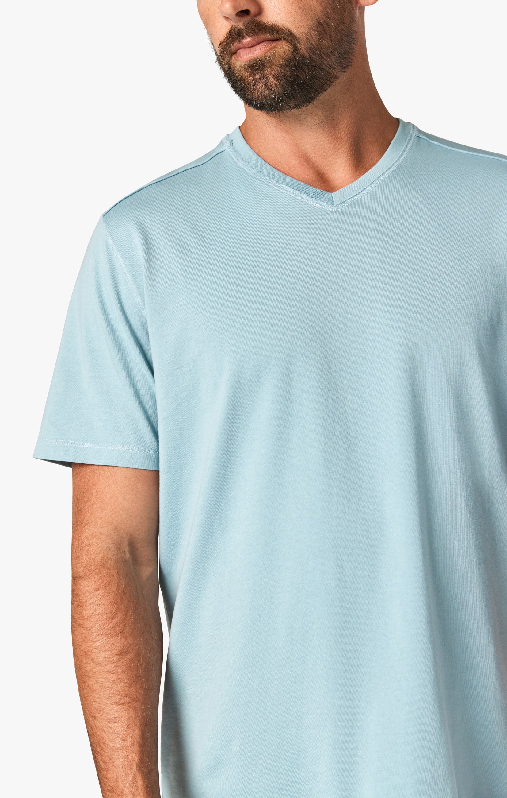 Deconstructed V-Neck T-Shirt in Forget-Me-Not