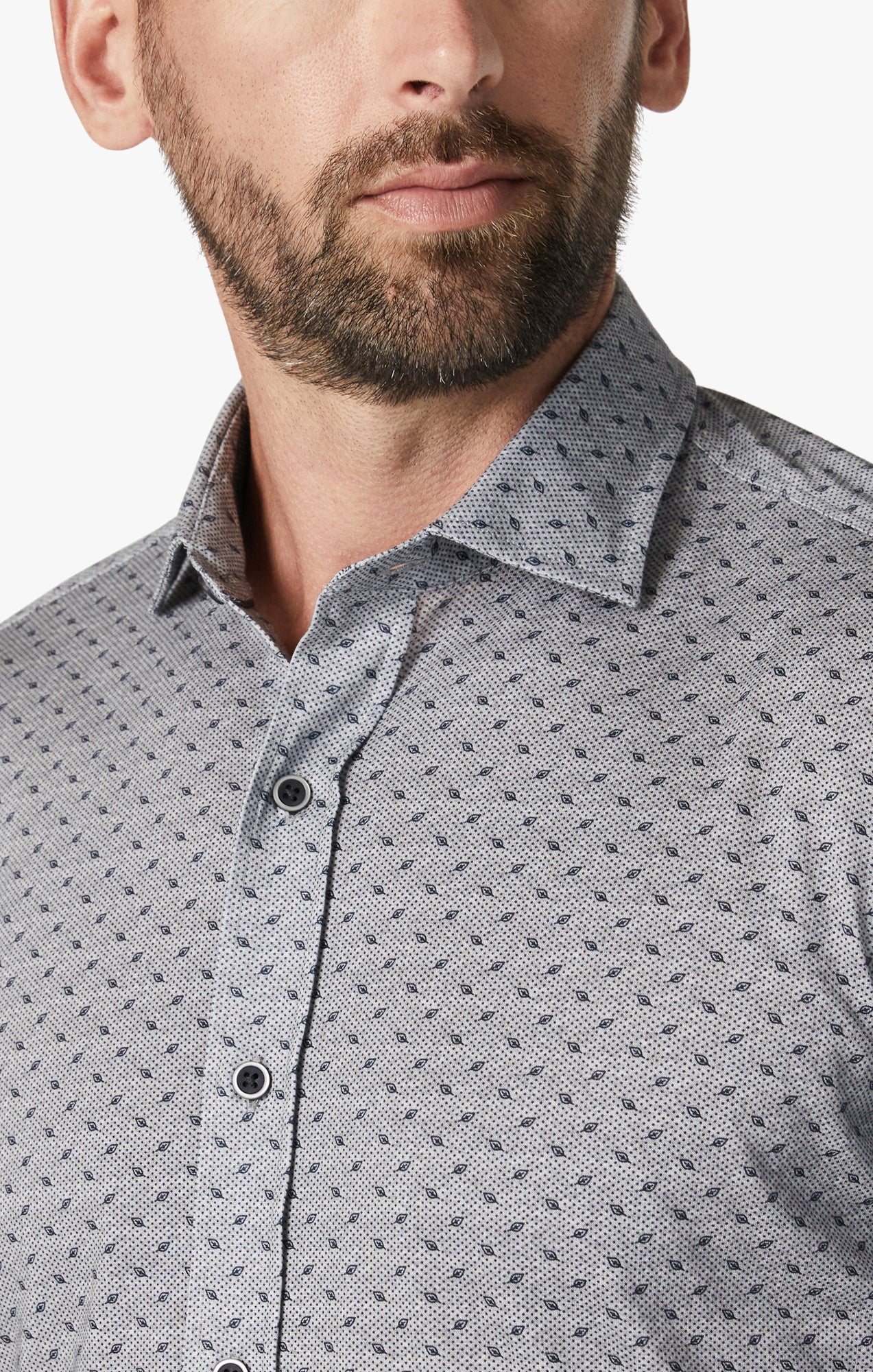 Leaf Design Shirt In Grey Melange Image 6