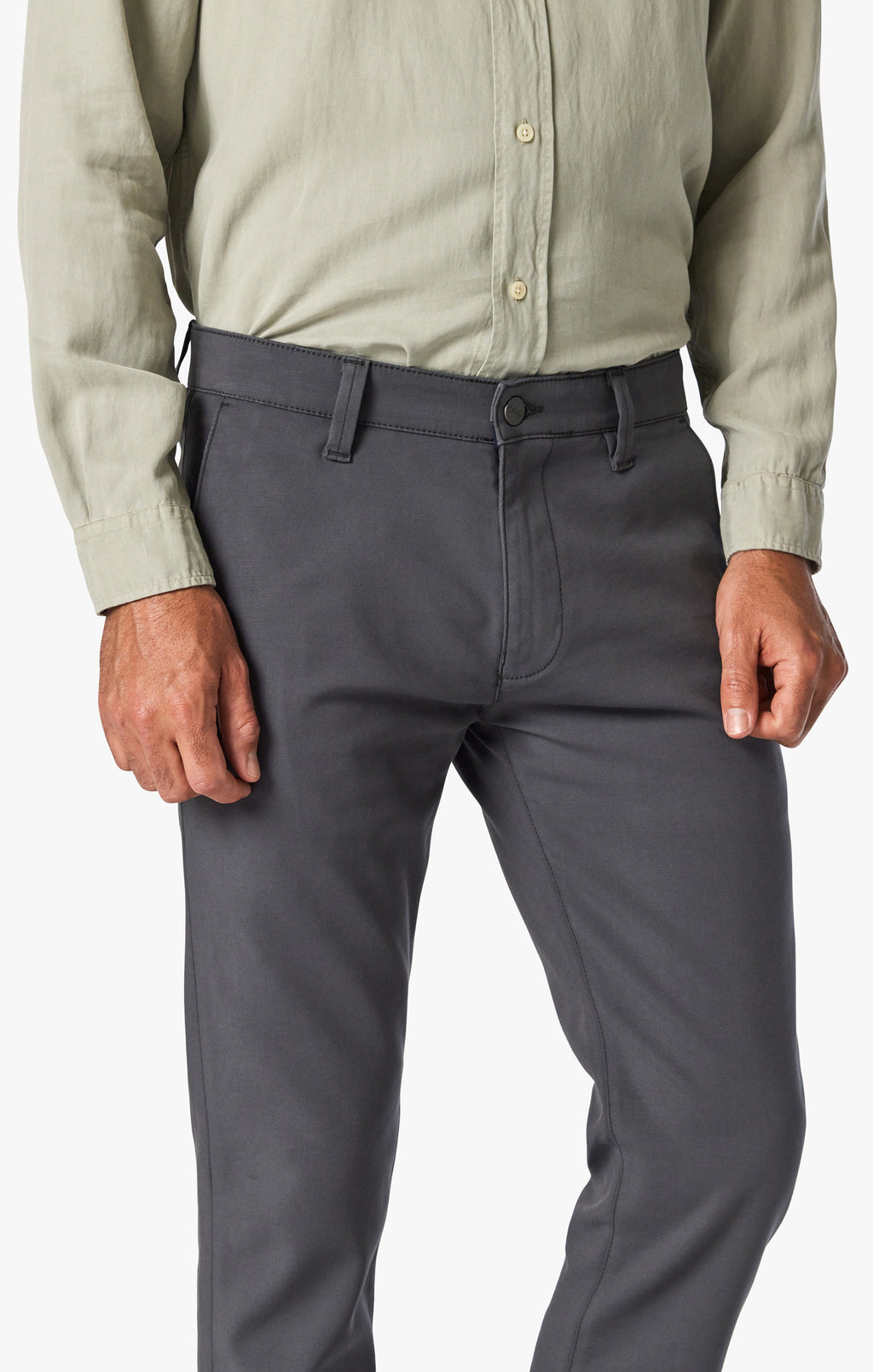 Verona Slim Leg Chino Pants In Iron High-Flyer