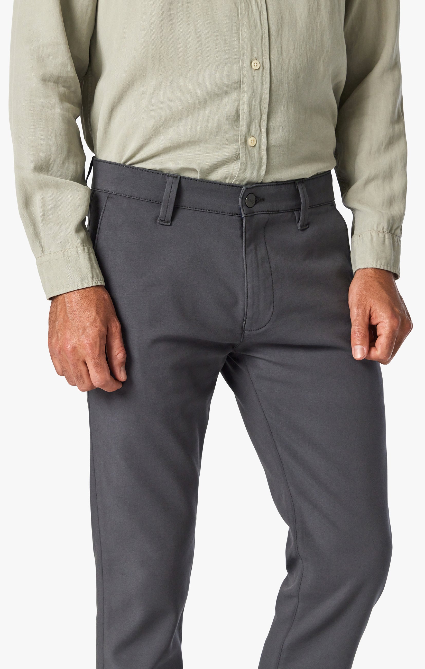 Verona Slim Leg Chino Pants In Iron High-Flyer