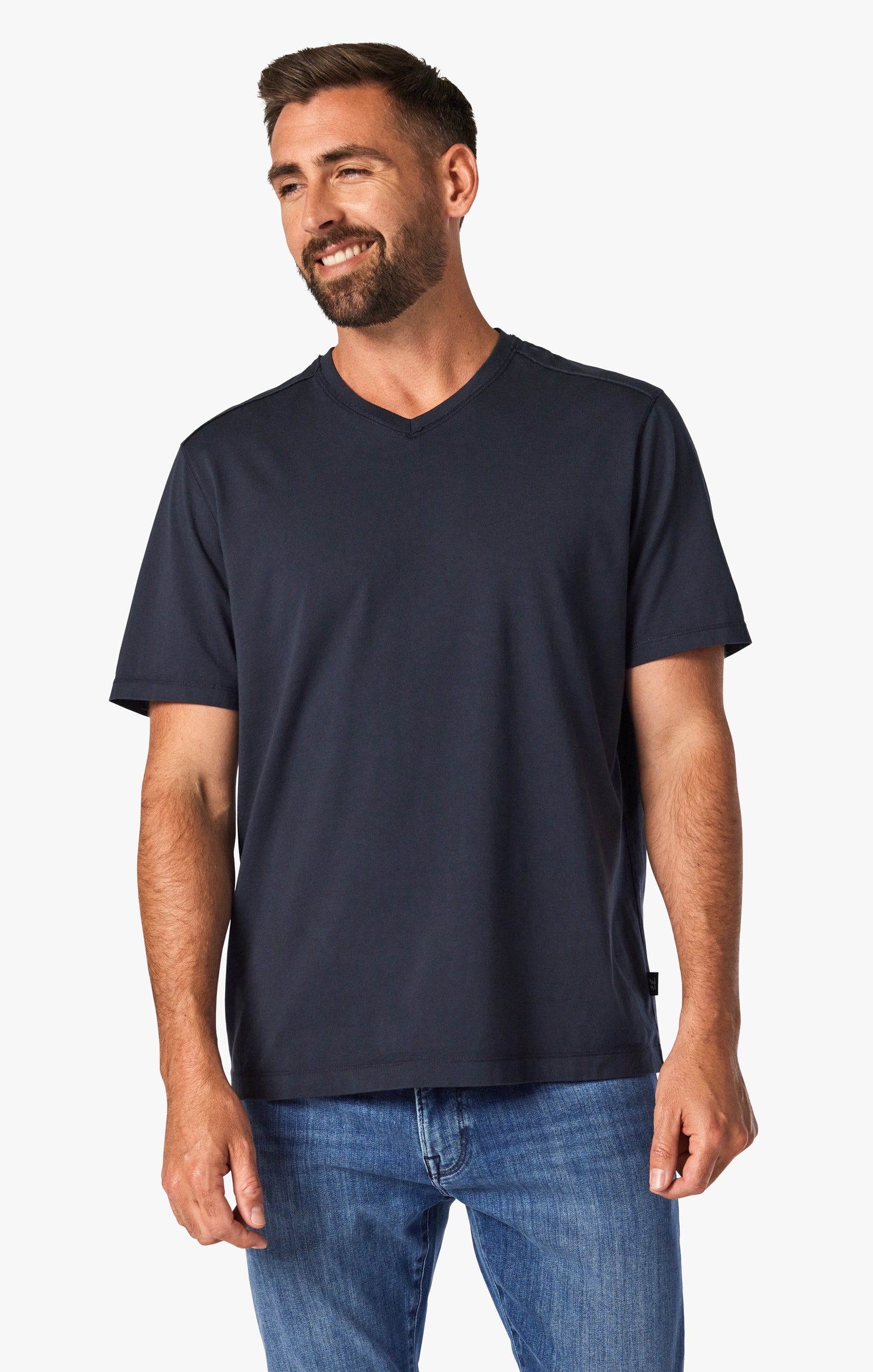 34 Heritage Men's Deconstructed V-Neck T-Shirt in Dark Navy