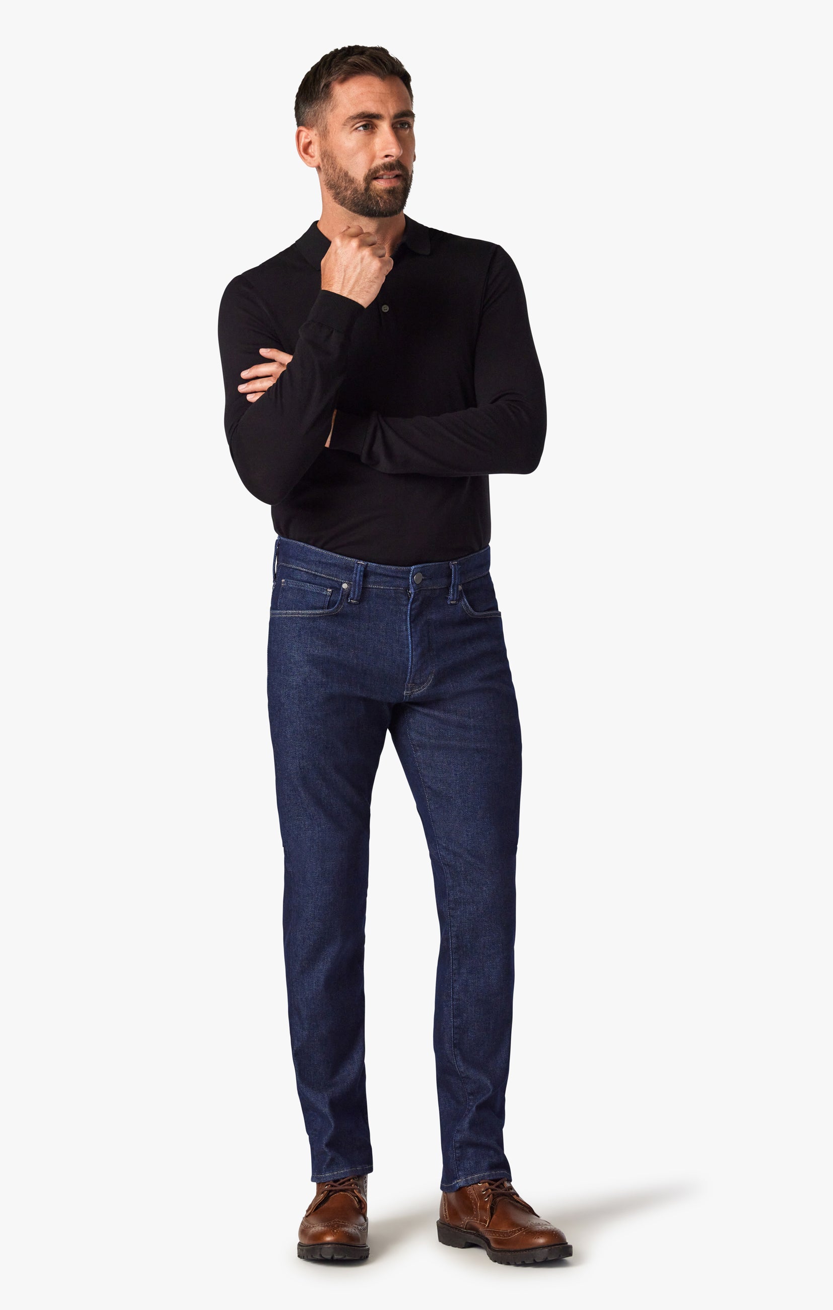34 Heritage Courage Mid-Rise, Straight Leg Jeans In Deep Structure