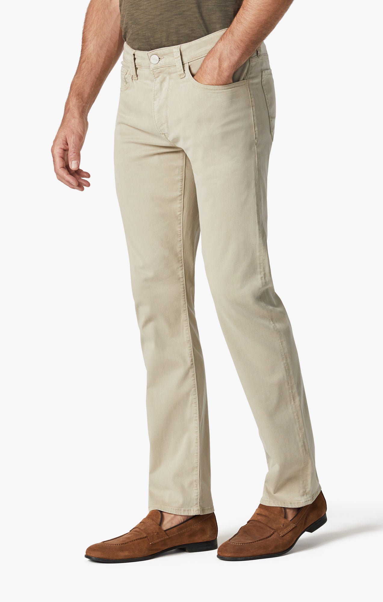 Charisma Relaxed Straight Pants In Aluminum Twill