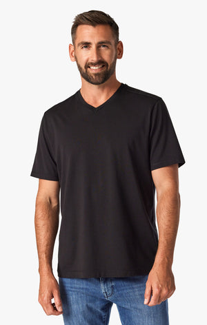 Deconstructed V-Neck T-Shirt in Black