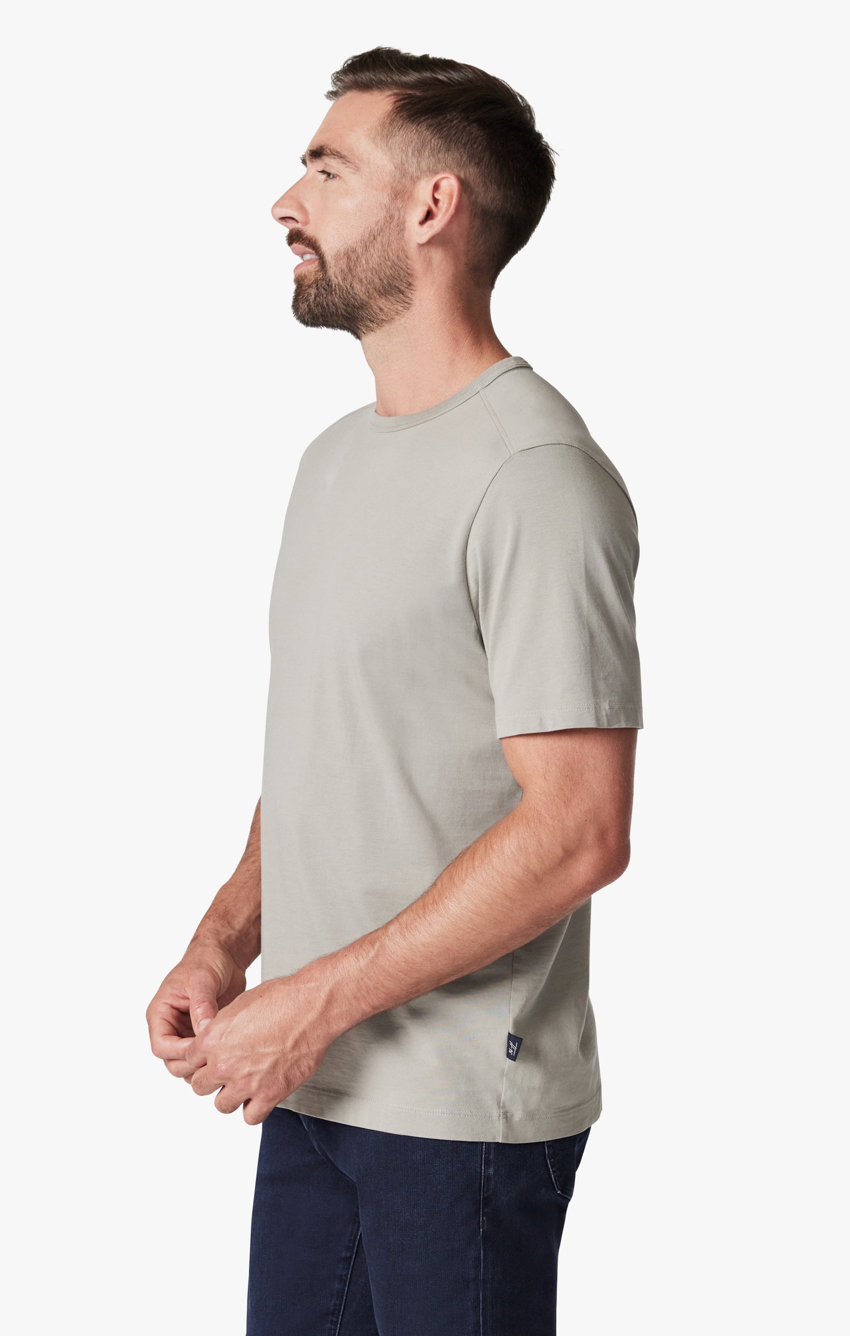 Basic Crew Neck T-Shirt in White Dove Image 3