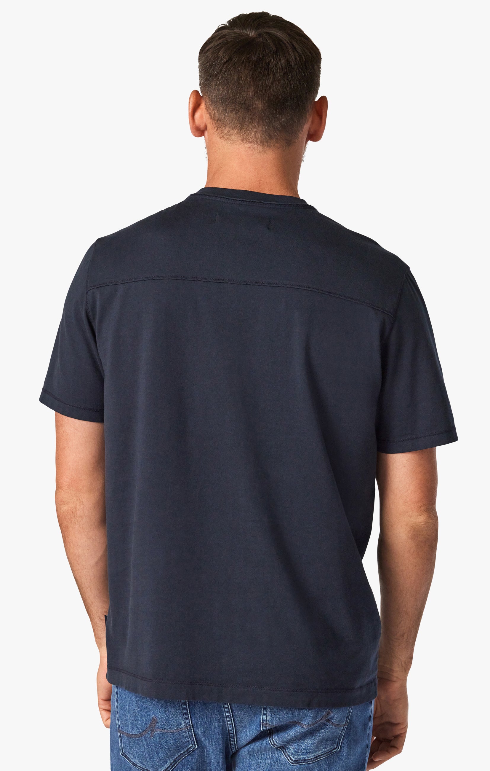 Deconstructed V-Neck T-Shirt in Dark Navy Image 4